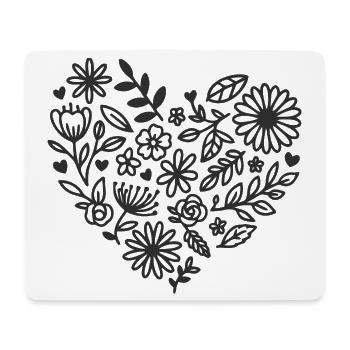 Floral Heart Pattern for Elegant Apparel - Mouse Pad (horizontal) - white - Front