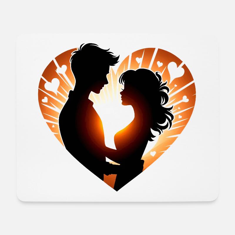 Romantische Silhouette Herz Design - Mousepad (Querformat) - Weiß
