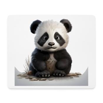 Kuschelpanda Baby auf Kieselpfad - Mousepad (Querformat) - Weiß - Vorne