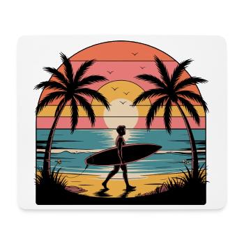 Sunset surfer on the beach - Mouse Pad (horizontal) - white - Front