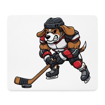 Cool Beagle Chien Joueur de Hockey sur Glace Master Sport - Tapis de souris (format paysage) - blanc - Devant