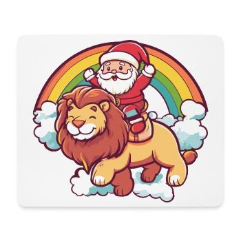 Lion Père Noël Noël - Tapis de souris (format paysage) - blanc - Devant