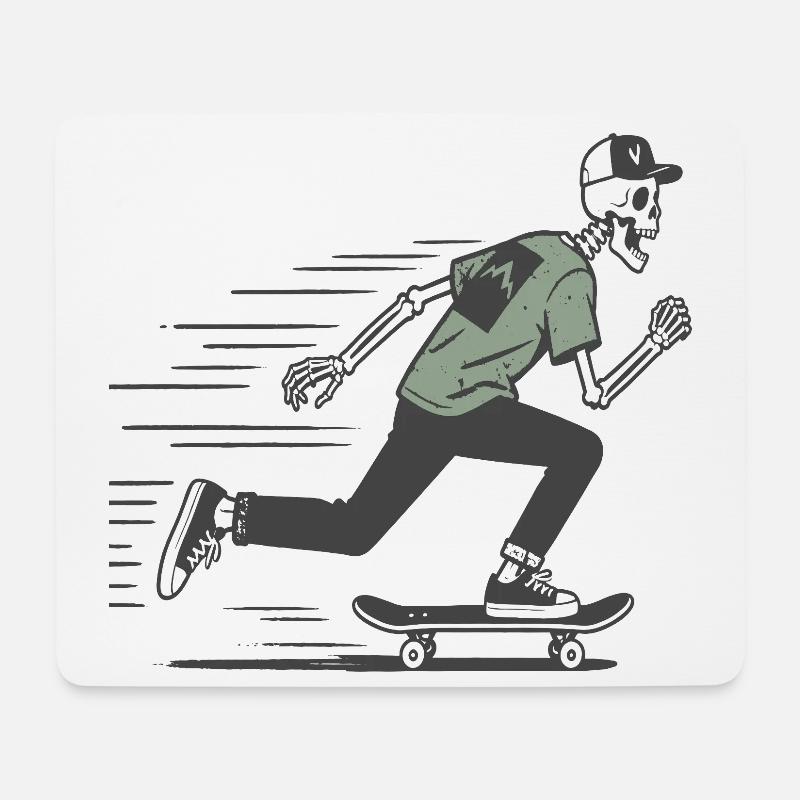 Skeleton Skater T-Shirt – Street Cool Style - Mousepad (Querformat) - Weiß