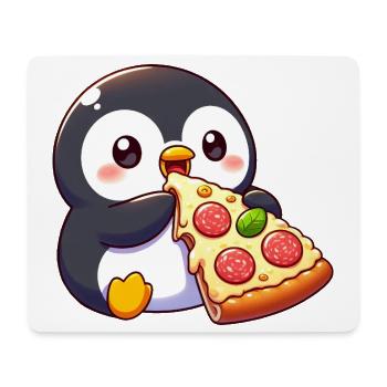 Süßer Pinguin Cartoon Pizza Essen Chill Gammeln - Mousepad (Querformat) - Weiß - Vorne