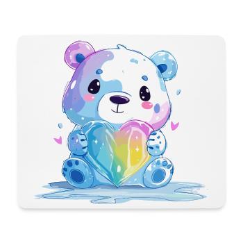 Cute polar bear with rainbow heart - Mouse Pad (horizontal) - white - Front