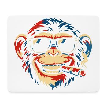 Zigarre Sonnenbrille Affen-Pop Art - Mousepad (Querformat) - Weiß - Vorne