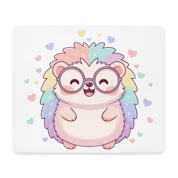Pastel hedgehog with glasses and hearts - Mouse Pad (horizontal) - white - Front