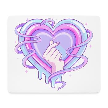 Pastel Heart K Pop Finger Symbol Love - Mouse Pad (horizontal) - white - Front