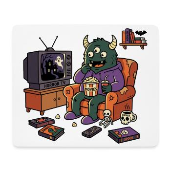 Monster Kino Horror Filme Popcorn - Mousepad (Querformat) - Weiß - Vorne