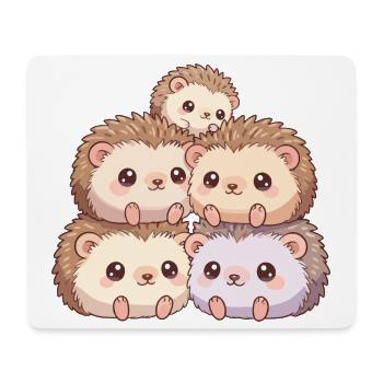 Famille de hérissons câlins - Tapis de souris (format paysage) - blanc - Devant