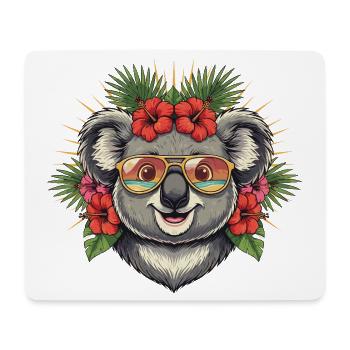 Tropischer Koala mit Sonnenbrille - Mousepad (Querformat) - Weiß - Vorne