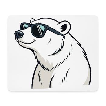Cooler Eisbär mit Brille - Mousepad (Querformat) - Weiß - Vorne