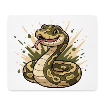 Comic Snake in Camouflage with Tongue - Mouse Pad (horizontal) - white - Front