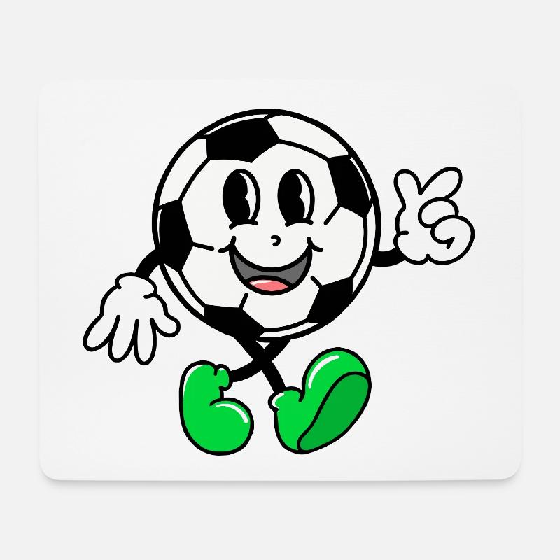 Fröhlicher Fußball - Mousepad (Querformat) - Weiß