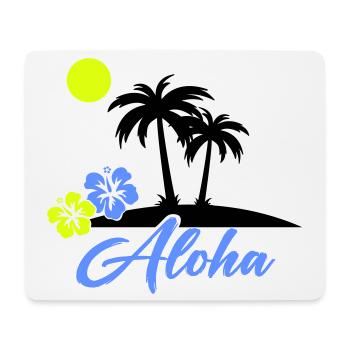 Aloha Hibiskus Neon Script - Mousepad (Querformat) - Weiß - Vorne