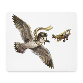 Möwenpilot über dem Flugzeug - Mousepad (Querformat) - Weiß - Vorne