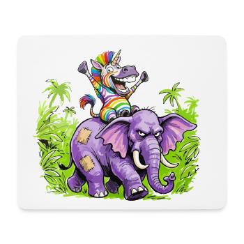 Regenbogen Zebra-Einhorn auf Lila Elefantenritt - Mousepad (Querformat) - Weiß - Vorne