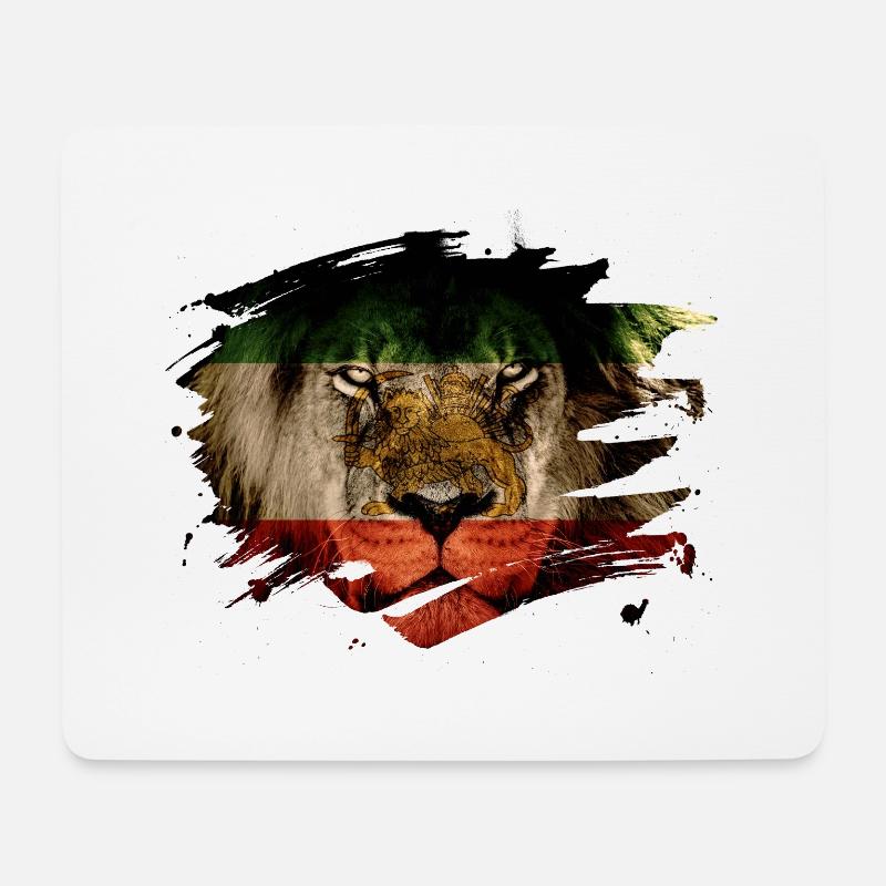 Persien-Flagge u. Afrikanisches Löwe-Bild - Mousepad (Querformat) - Weiß
