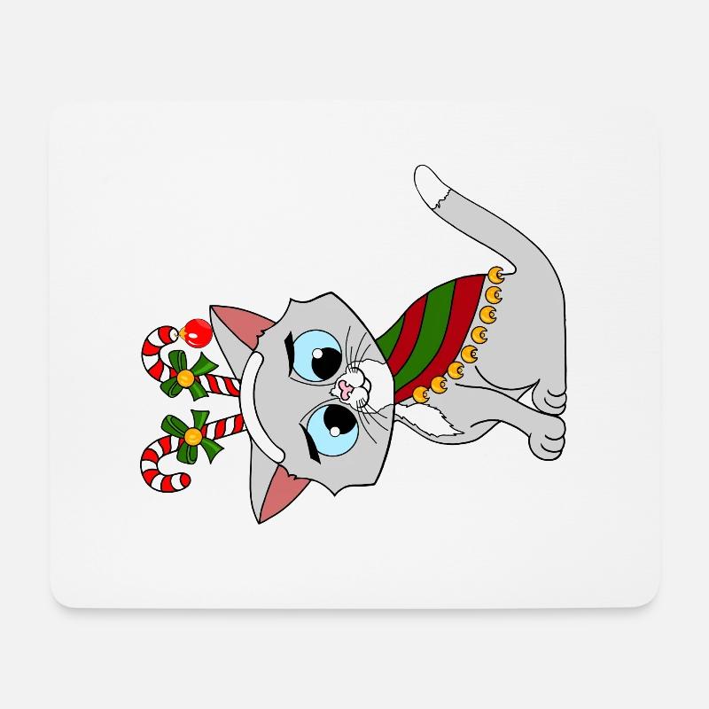 x-mas cat - Mousepad (Querformat) - Weiß