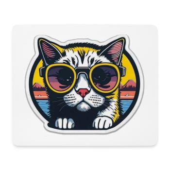 Cat with glasses - Mouse Pad (horizontal) - white - Front