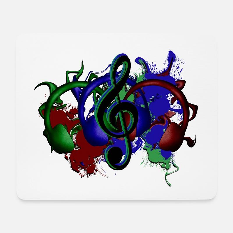 Kopfhörer Notenschlüssel - Mousepad (Querformat) - Weiß