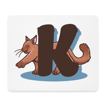Katze Buchstabe K - Mousepad (Querformat) - Weiß - Vorne