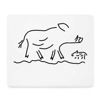 wildschwein mit frischling - Mousepad (Querformat) - Weiß - Vorne