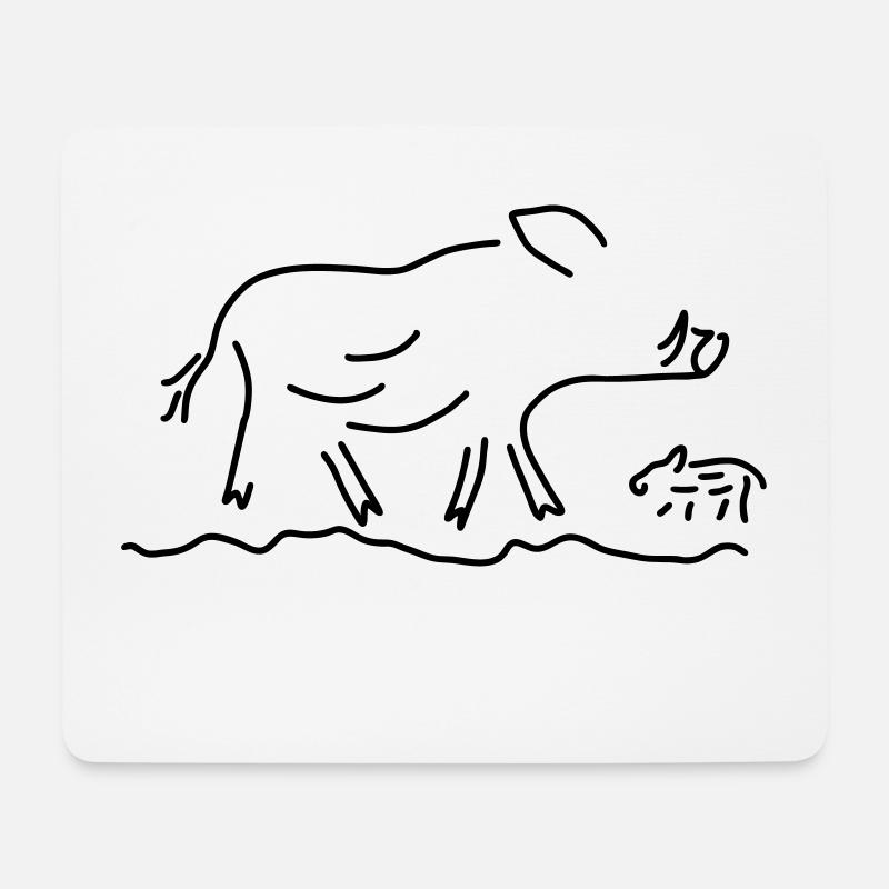 wildschwein mit frischling - Mousepad (Querformat) - Weiß