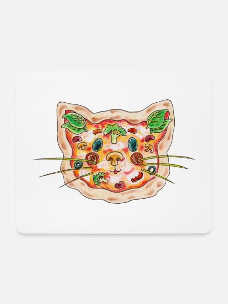 Pizza Katze - Mousepad (Querformat) - Weiß