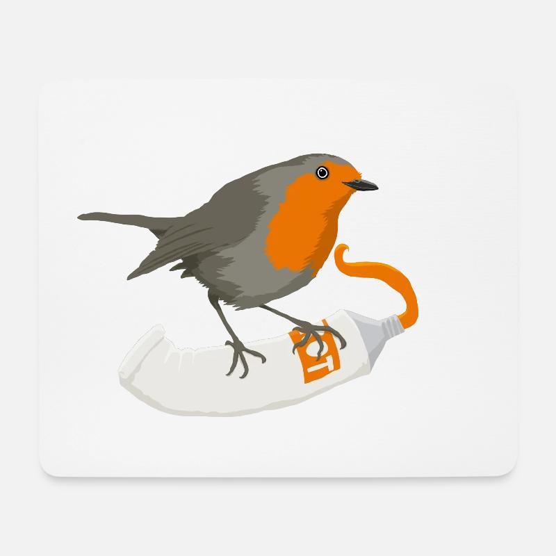 Rotkehlchen - Mousepad (Querformat) - Weiß