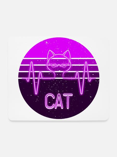 Lila NeonKatze - Mousepad (Querformat) - Weiß