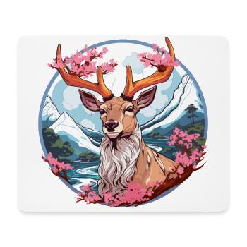 Cerf Sika japonais dans le style anime - Tapis de souris (format paysage) - blanc - Devant