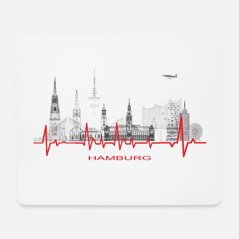 Hamburg / Stadt / Metropole / Elbe - Mousepad (Querformat) - Weiß