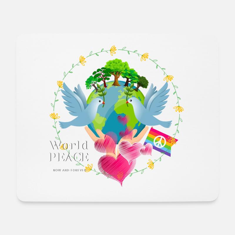 World PEACE - Mousepad (Querformat) - Weiß