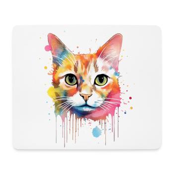 Eine farbenfrohe Bengal Katze im Watercolor Style - Mousepad (Querformat) - Weiß - Vorne