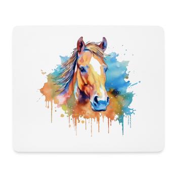 Ein farbenfrohes Pferd im Watercolor Style - Mousepad (Querformat) - Weiß - Vorne