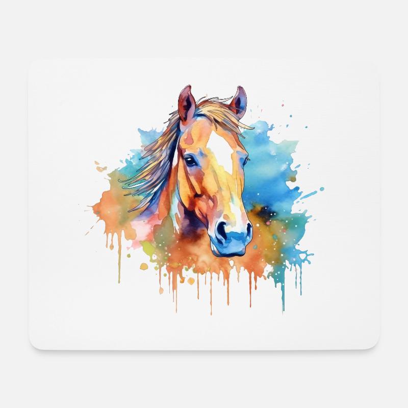 Ein farbenfrohes Pferd im Watercolor Style - Mousepad (Querformat) - Weiß