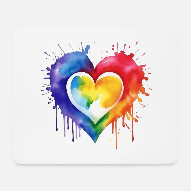 Ein Herz in verschiedenen Farben - Mousepad (Querformat) - Weiß