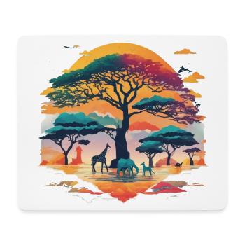 Afrika Steppe und Tiere - Mousepad (Querformat) - Weiß - Vorne