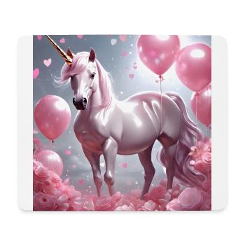 Einhorn pink Herzen - Mousepad (Querformat) - Weiß - Vorne