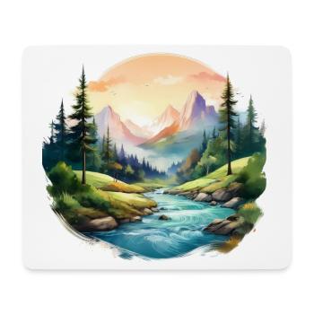 Scenic Mountain River Art - Mouse Pad (horizontal) - white - Front