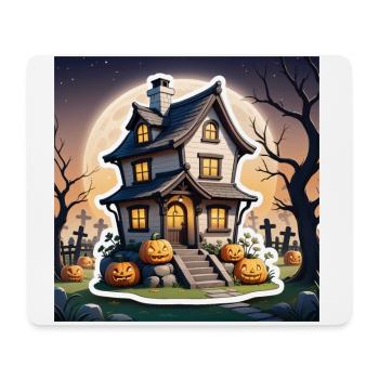 Halloween Spukhaus bei Vollmond und Kürbisse - Mousepad (Querformat) - Weiß - Vorne