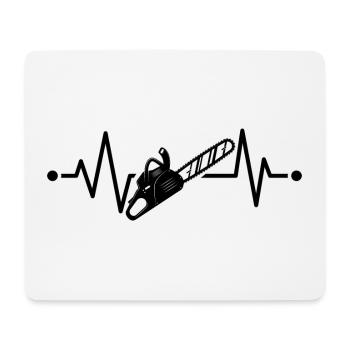 Motorsäge Herzschlag Holzfäller Waldarbeiter - Mousepad (Querformat) - Weiß - Vorne