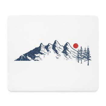 Majestätische Berglandschaft mit roter Sonne - Mousepad (Querformat) - Weiß - Vorne