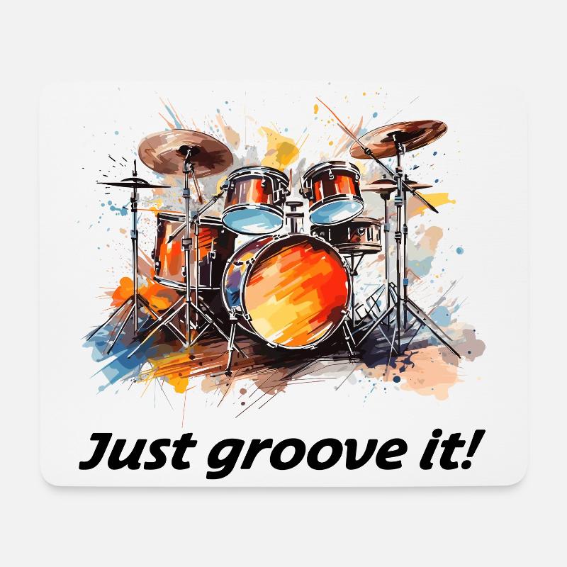 Schlagzeug "Just groove it" Schlagzeuger Drums - Mousepad (Querformat) - Weiß