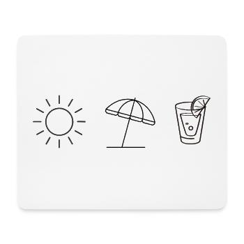 Summer Vibes – Minimalist Sun & Drink Design - Mouse Pad (horizontal) - white - Front