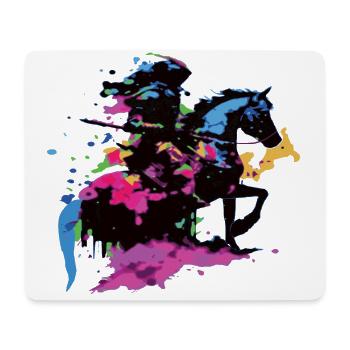 Reiter Pferd bunt - Mousepad (Querformat) - Weiß - Vorne