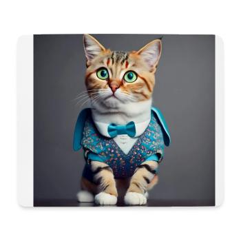 cat green eyes - Mouse Pad (horizontal) - white - Front