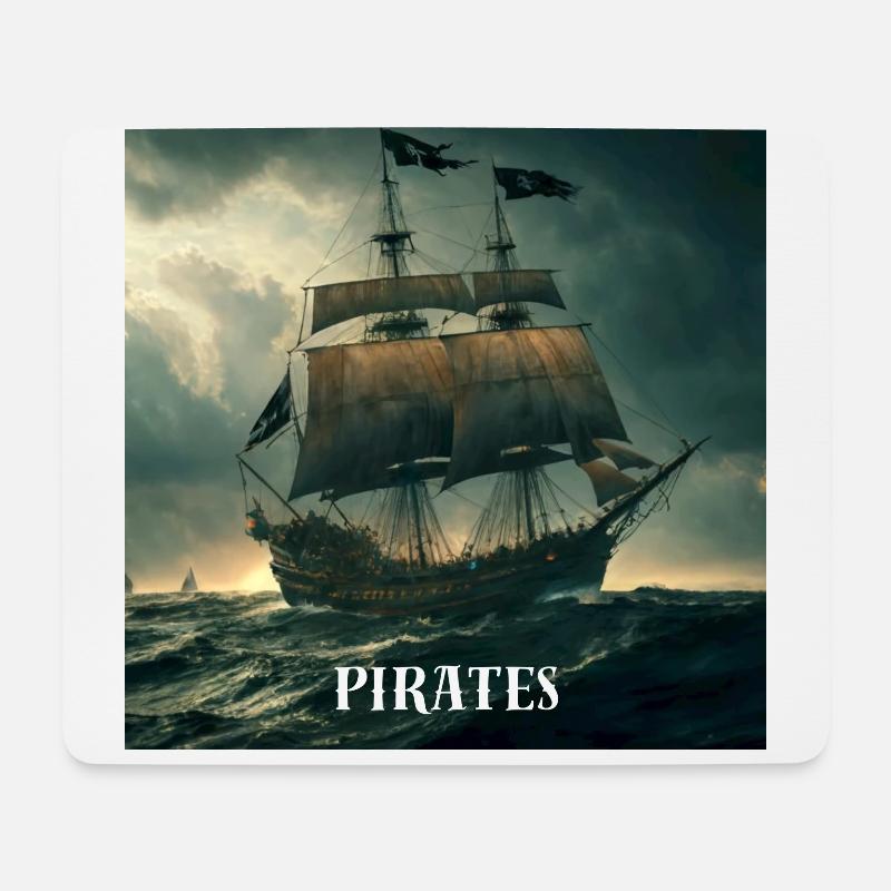 Piratenschiff - Mousepad (Querformat) - Weiß