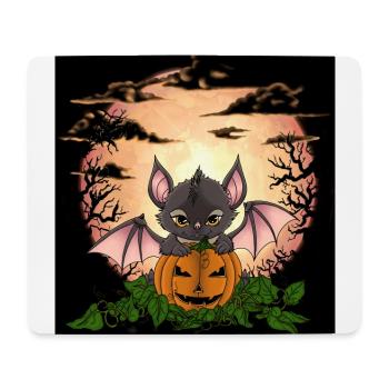 Chauve-souris avant la pleine lune à Halloween - Tapis de souris (format paysage) - blanc - Devant